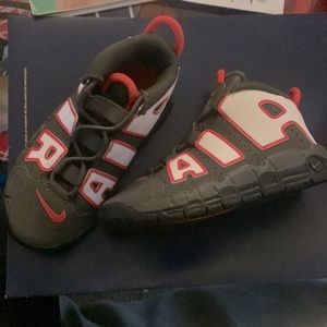 Never worn Nike uptempo gray red white black bottom
